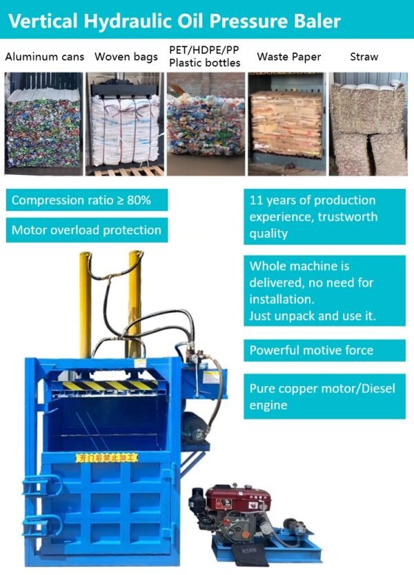 Vertical Hydraulic Oil Pressure Baler